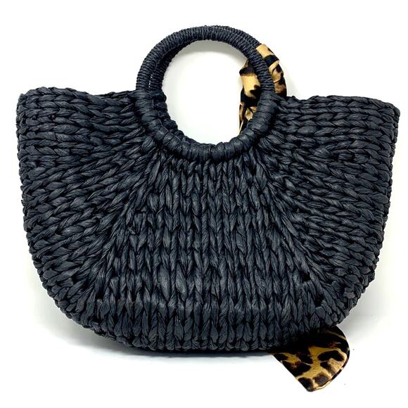 Hat Attack Eve Round Handle Leopard Scarf Tote Bag NWT - Picture 3 of 6